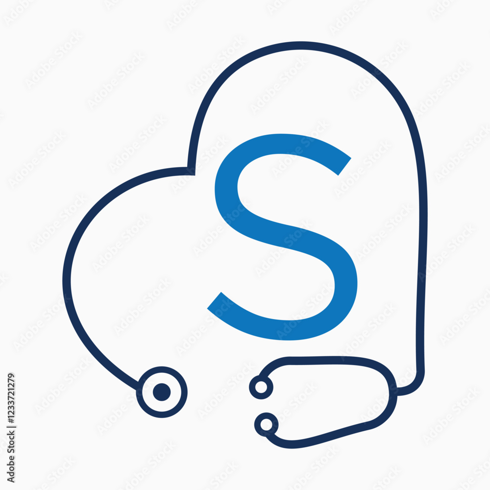 Initial Letter S Health Care Logo Concept With Stethoscope Symbol Vector Template Initial Letter S Health Care Logo Concept With Stethoscope Symbol Vector Template