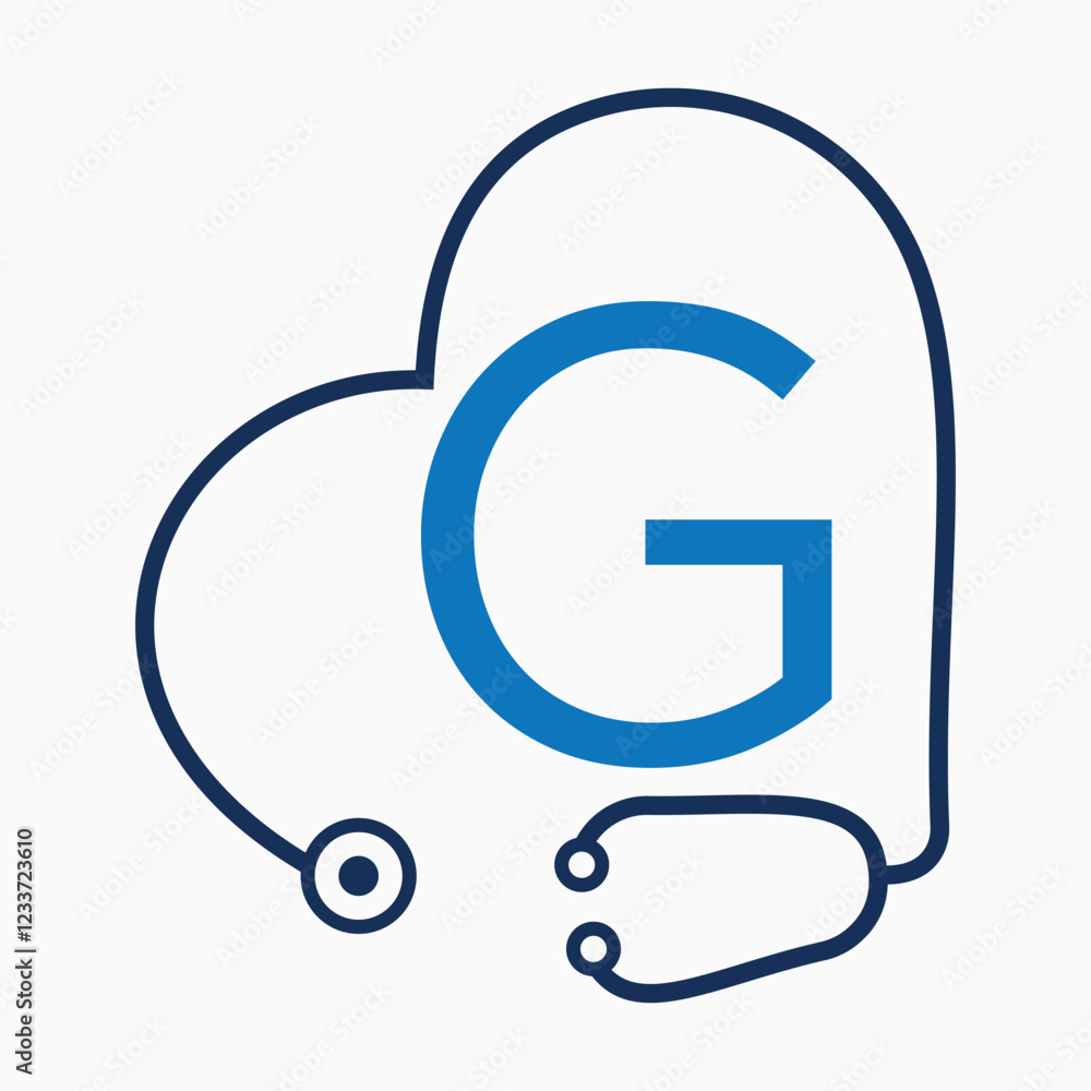 Initial Letter G Health Care Logo Concept With Stethoscope Symbol Vector Template Initial Letter G Health Care Logo Concept With Stethoscope Symbol Vector Template