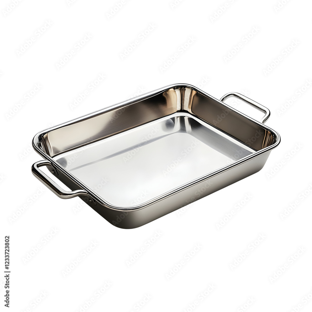 Heavy-Duty Stainless Steel Roasting Tray with Ergo Handle Isolated on Transparent Background Heavy-Duty Stainless Steel Roasting Tray with Ergo Handle Isolated on Transparent Background
