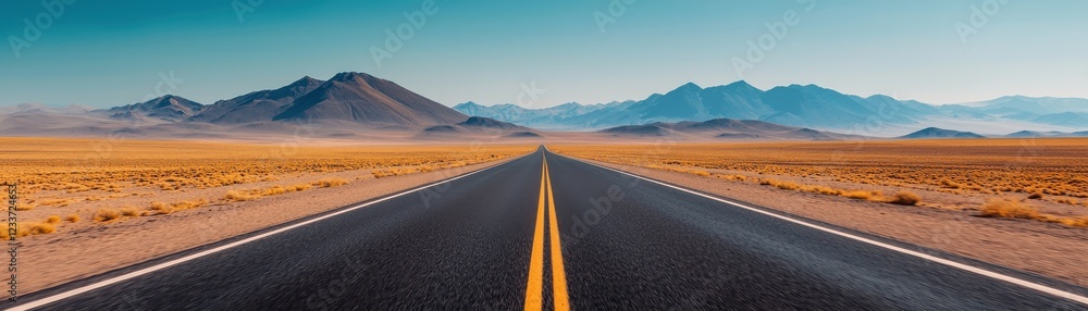 Fototapeta premium Endless road stretching through stunning desert landscape.
