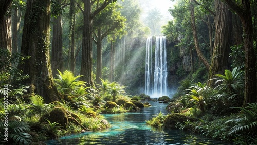 nature landscape mountain waterfall cascade forest stream lake