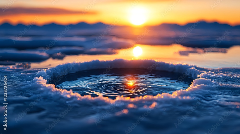 Arctic Sunset: Ice Circle Water Reflection Arctic Sunset: Ice Circle Water Reflection