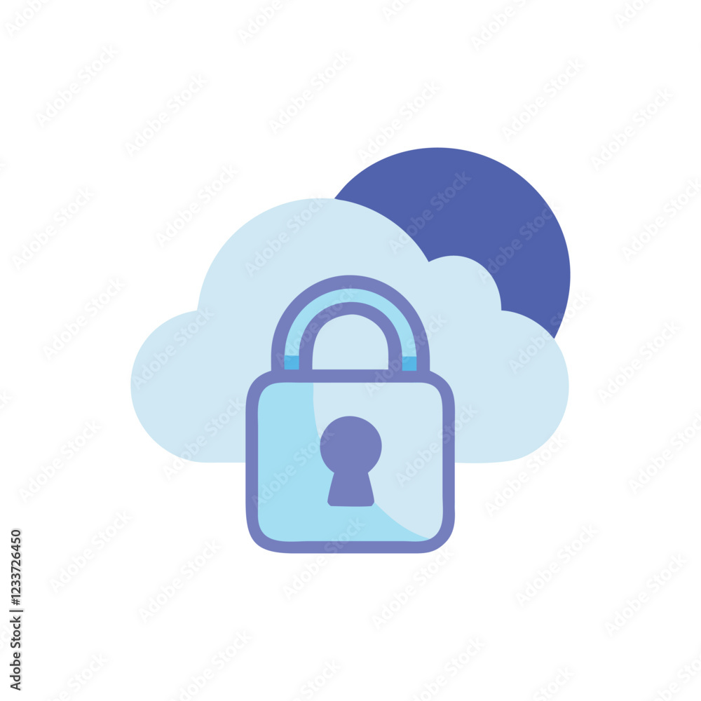 Cloud Security Lock and Key Symbol Cloud Security Lock and Key Symbol