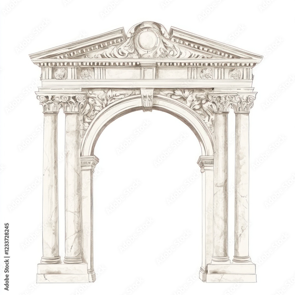 Fototapeta premium An ancient greek Ornamental arch architecture arched person.