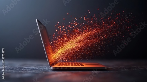 Abstract Technology Concept with Sparkling Particles