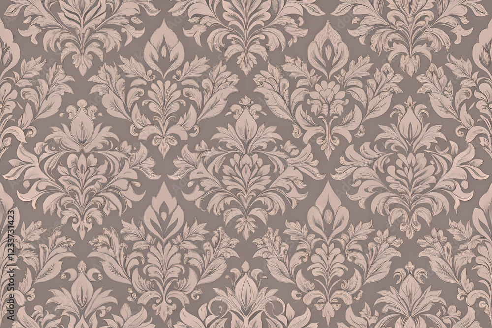 Elegant damask wallpaper pattern in muted tones. Elegant damask wallpaper pattern in muted tones.