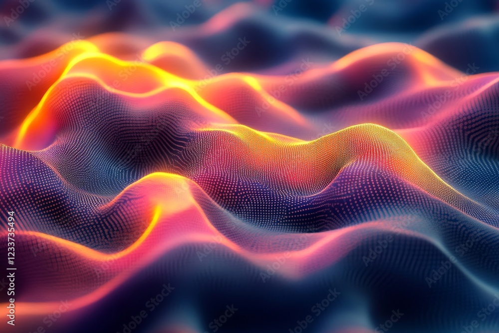 Obraz premium Abstract glowing gradient chaotic polygonal wave textures, Generative AI