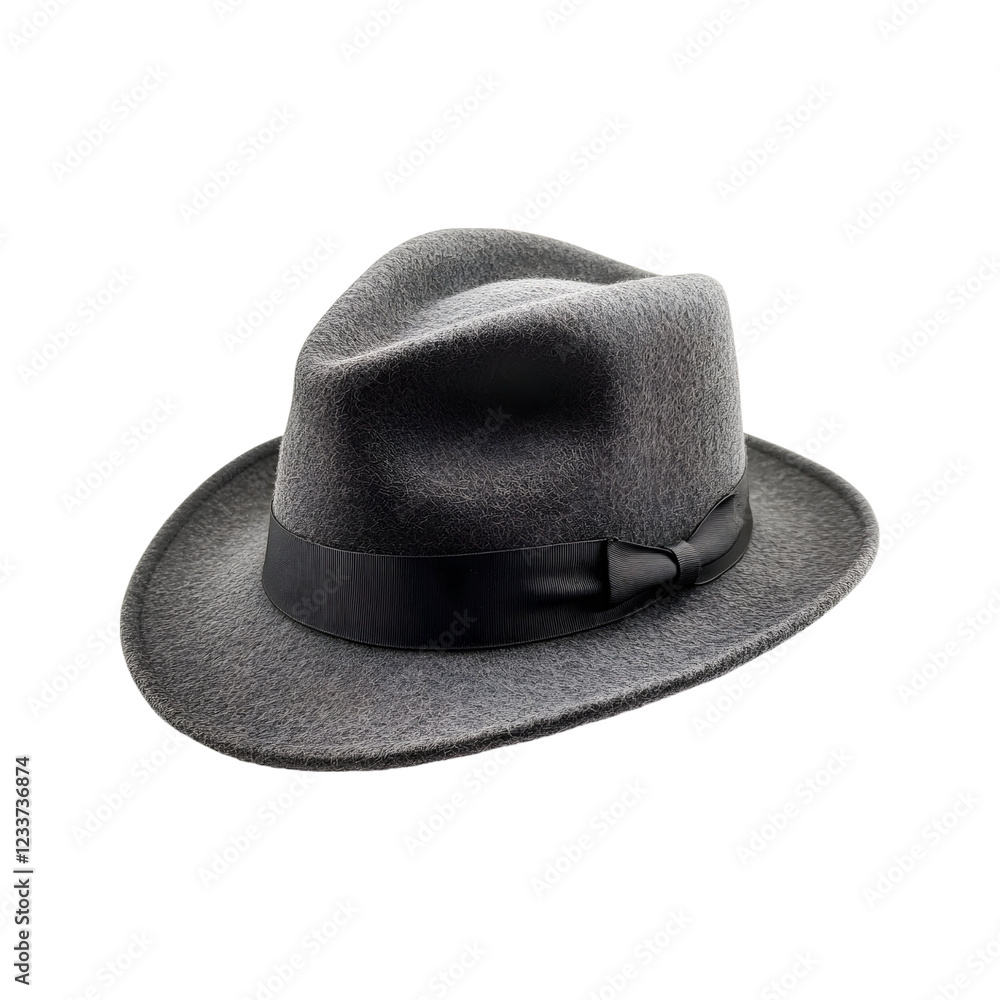 Light Grey Wool Hat with Black Band Isolated on Transparent Background Light Grey Wool Hat with Black Band Isolated on Transparent Background
