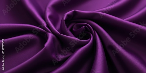 Deep purple silk fabric showcases a lustrous, velvety texture under soft lighting, inviting touch with its luxurious sheen photo