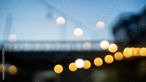 Defocused String Lights at Twilight