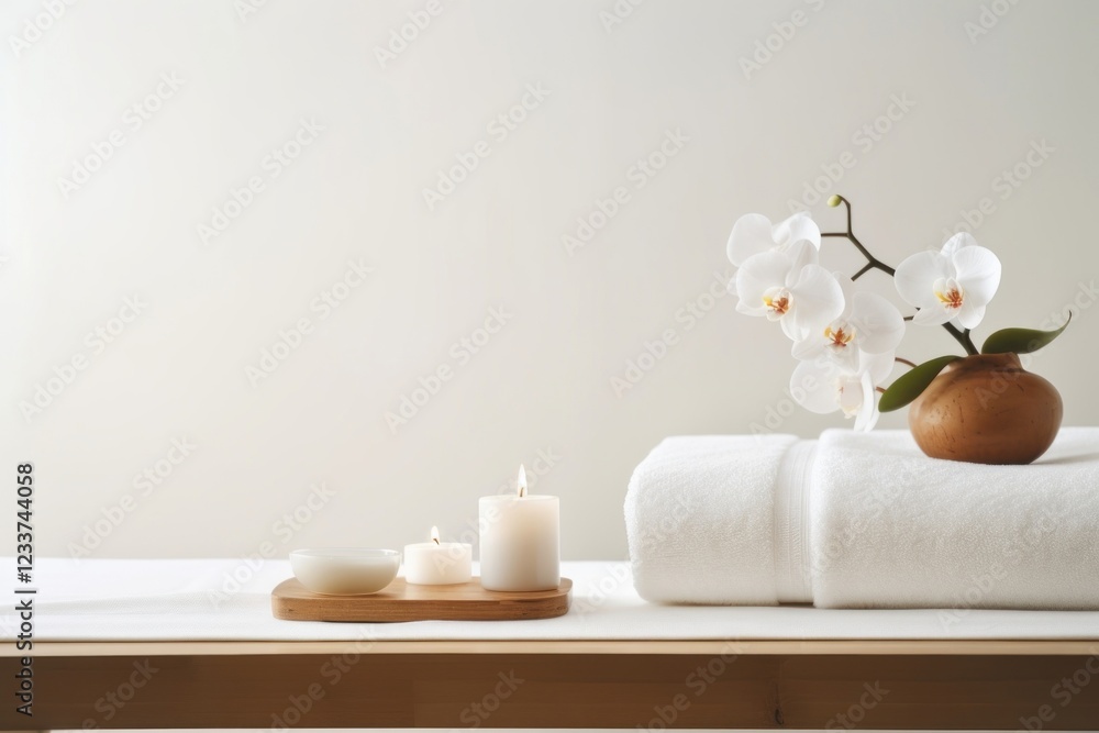 Spa composition flower table white. Spa composition flower table white.