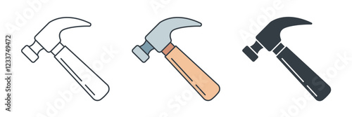 Hammer icon symbol vector illustration isolated on white background