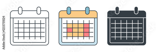 Calendar icon symbol vector illustration isolated on white background