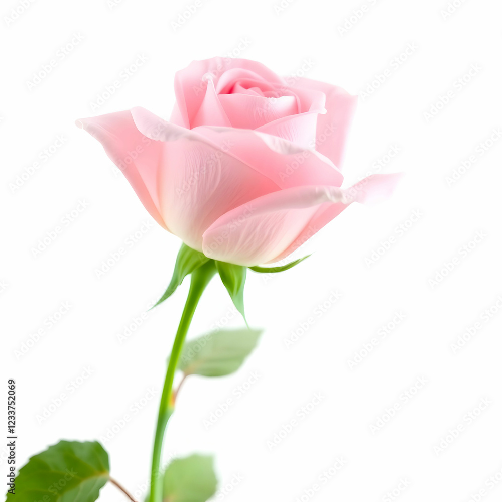 Pink Rose Flower Against a White Background Pink Rose Flower Against a White Background