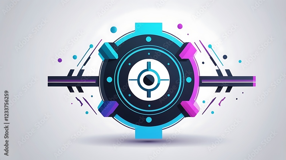 A futuristic 3D data transfer icon. A futuristic 3D data transfer icon.