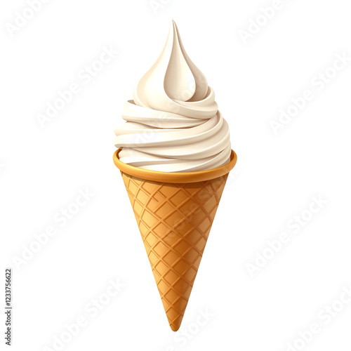 Ice cream in cone, single on white background. AI generate illustration photo