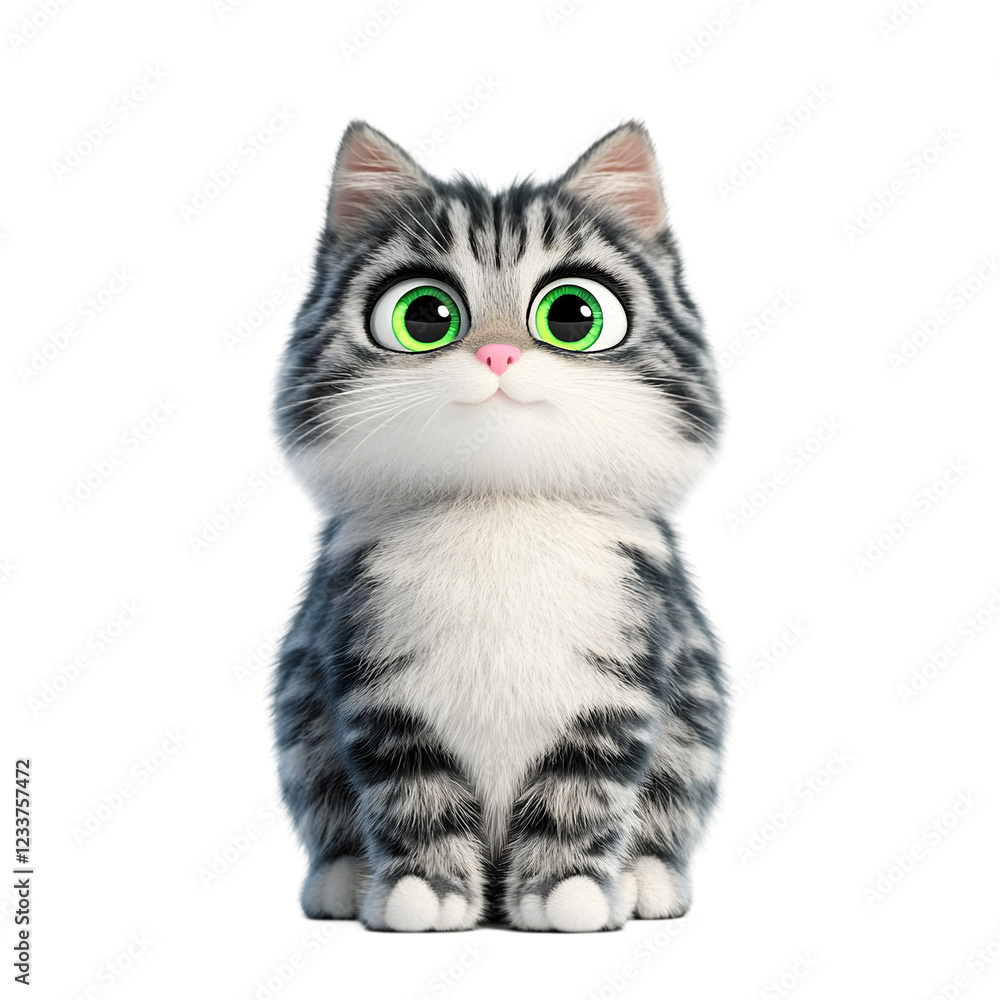 Obraz premium Cat Plush Toy With Soft Blue-Stri Transparent Background with Realistic Details and Clean Design