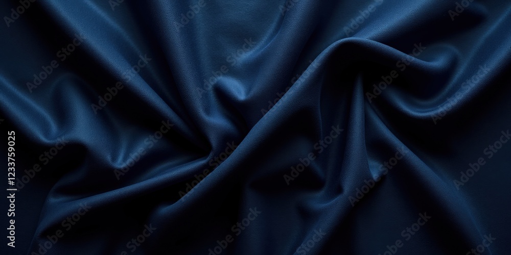 Fototapeta premium Glimmering dark blue fabric exudes elegance in its deep hues contrasting with subtle light blue accents; its silky-smooth texture invites touch