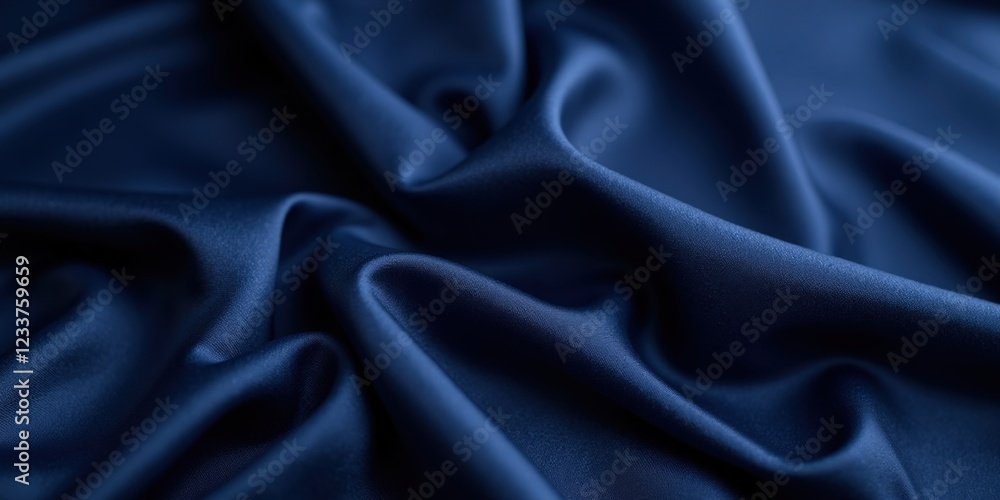 Fototapeta premium Elegant dark navy fabric showcases a smooth, luxurious texture, contrasting beautifully with subtle light blue accents for a stunning visual impact