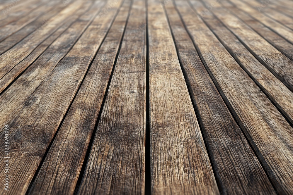Outdoor weathered wood planks, perspective, background blurred Outdoor weathered wood planks, perspective, background blurred