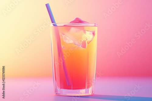 Icy cocktail, pastel studio, summer drink, advertising