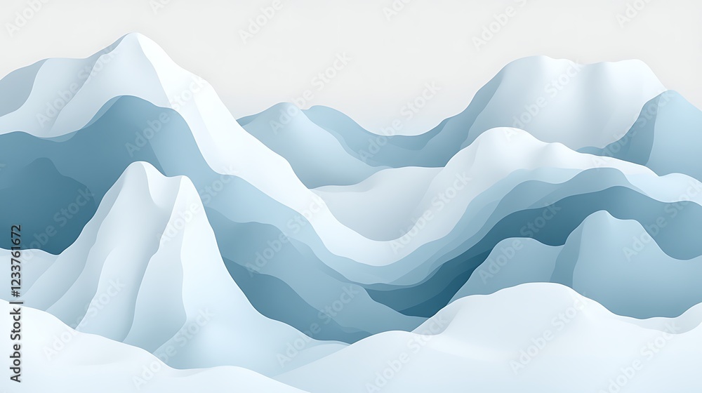 Obraz premium Abstract Blue and White Mountain Range Illustration