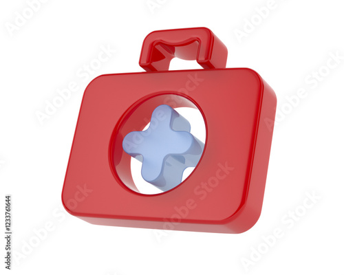 first aid kit on white back...