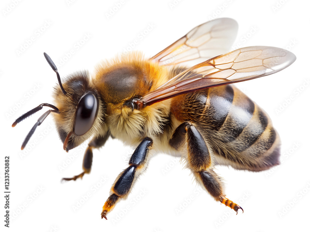 Bee isolated on on transparent background.
Bee isolated on on transparent background.