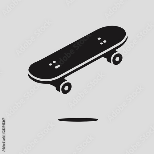 Skateboard silhouette in black on a white background