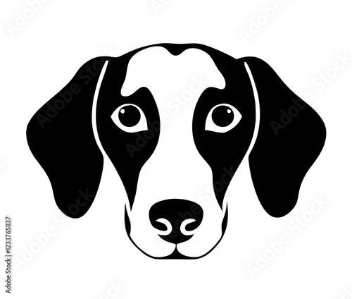 Dachshund portrait, curious expression, looking forward, vector illustration
