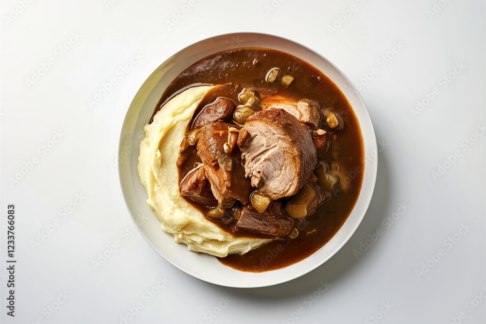a hearty pork stew, cooked to perfection in a rich, velvety gravy a hearty pork stew, cooked to perfection in a rich, velvety gravy