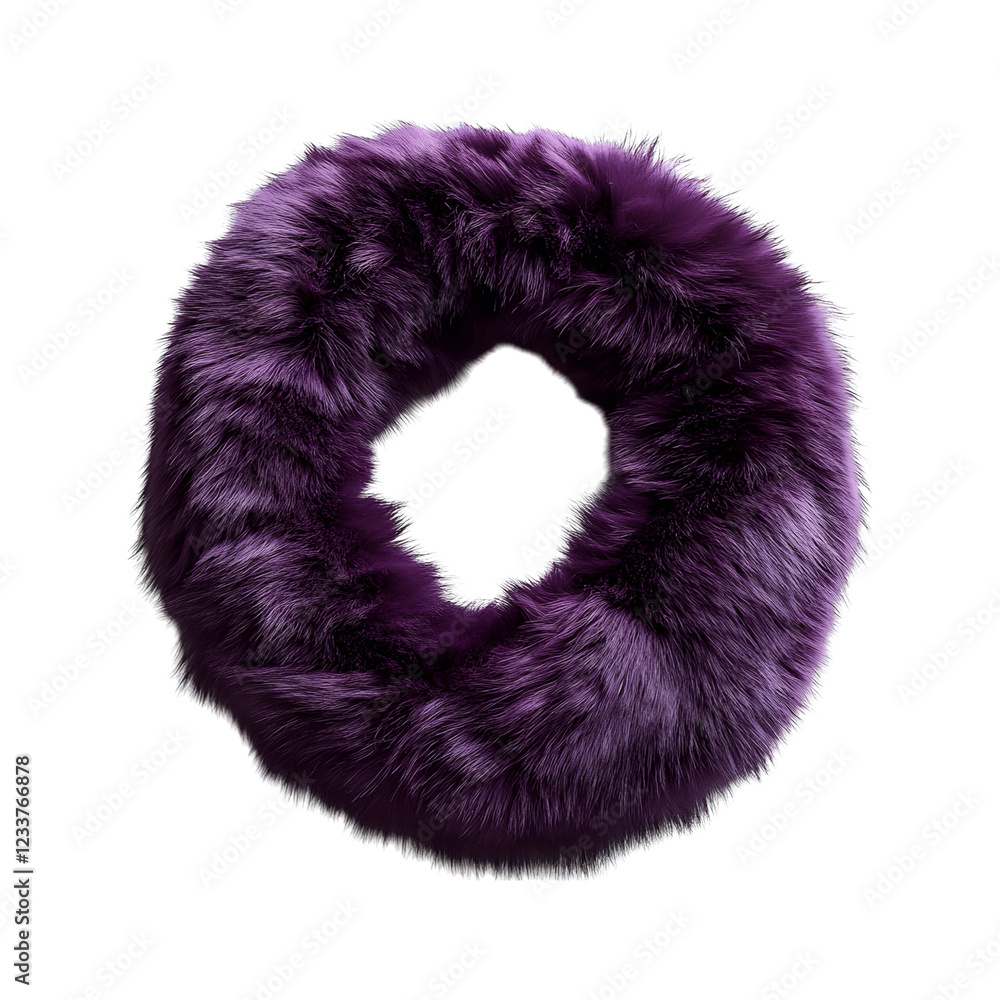 Faux Fur Collar Wrap in Deep Purple Isolated on Transparent Background Faux Fur Collar Wrap in Deep Purple Isolated on Transparent Background