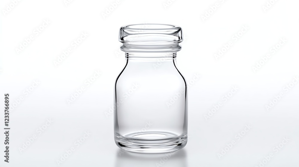 Clear glass jar isolated on a white background for storage or packaging. Clear glass jar isolated on a white background for storage or packaging.