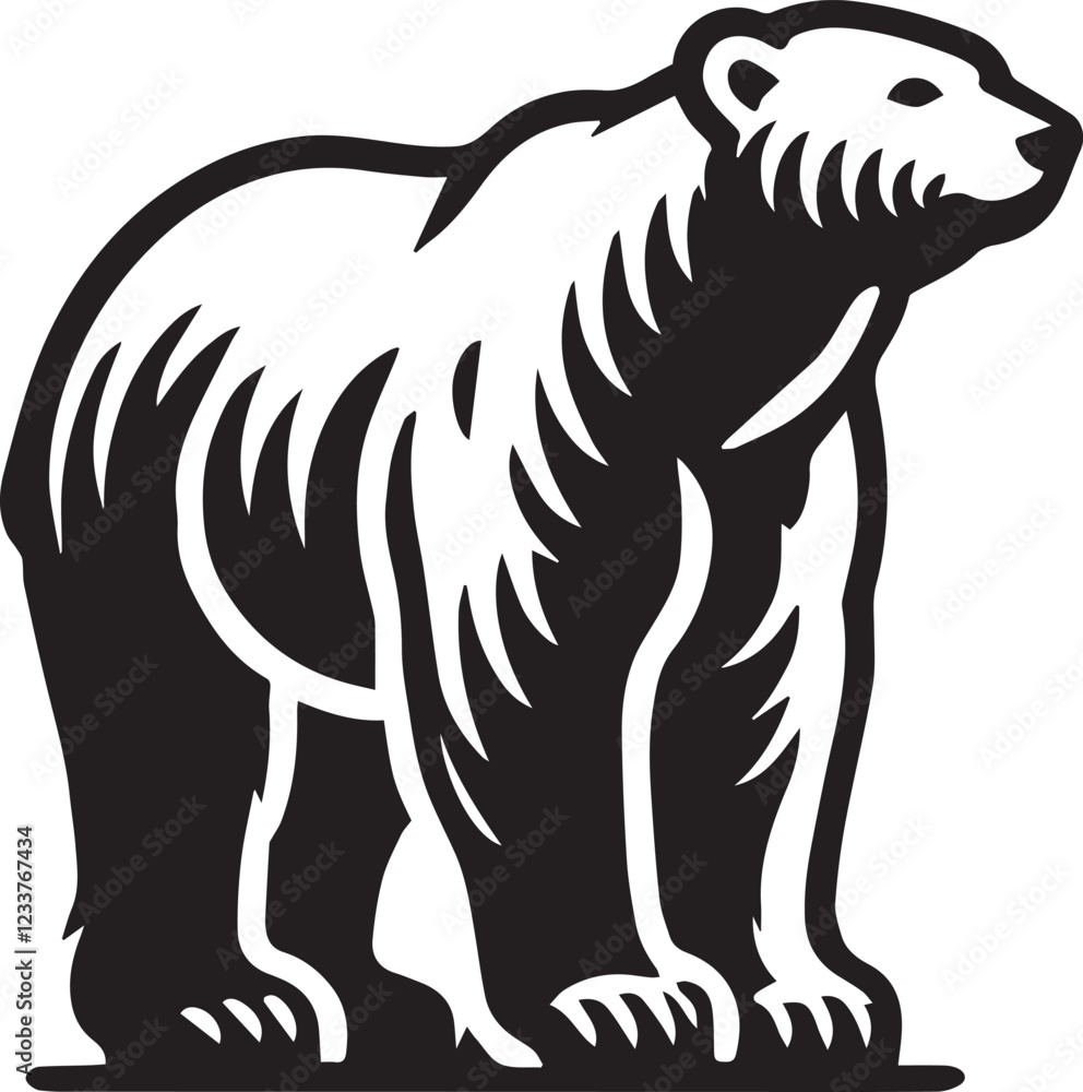 Obraz premium Polar Bear silhouette black and white vector icon