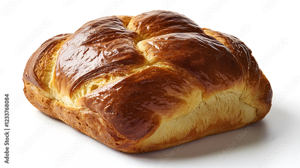 Freshly Baked Single French Brioche Loaf Isolated on White Background Freshly Baked Single French Brioche Loaf Isolated on White Background