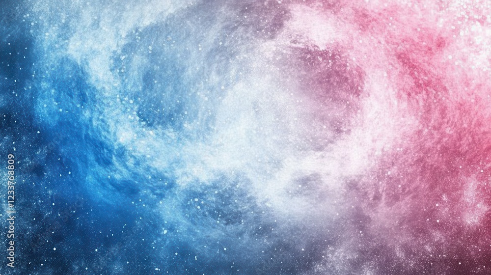 Fototapeta premium A grunge-inspired background featuring a swirling vortex of blue, pink, and purple hues with a grainy texture and noise.
