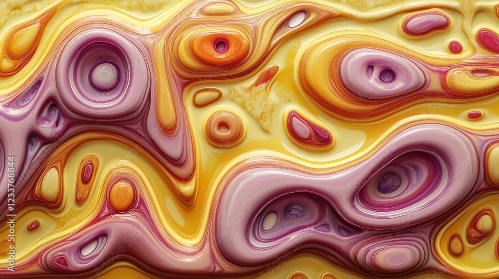 Abstract swirling paint texture in yellow purple and orange Abstract swirling paint texture in yellow purple and orange