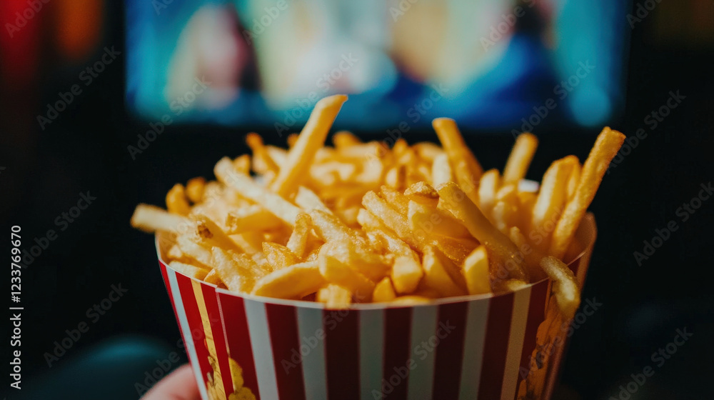 Crispy French Fries in a Popcorn Box Crispy French Fries in a Popcorn Box