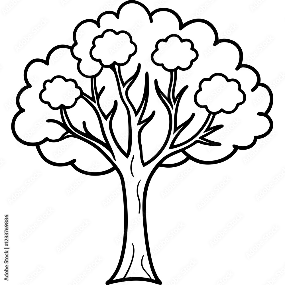 Fototapeta premium Enchanted Tree in Dreamy Hues Line Art Vector