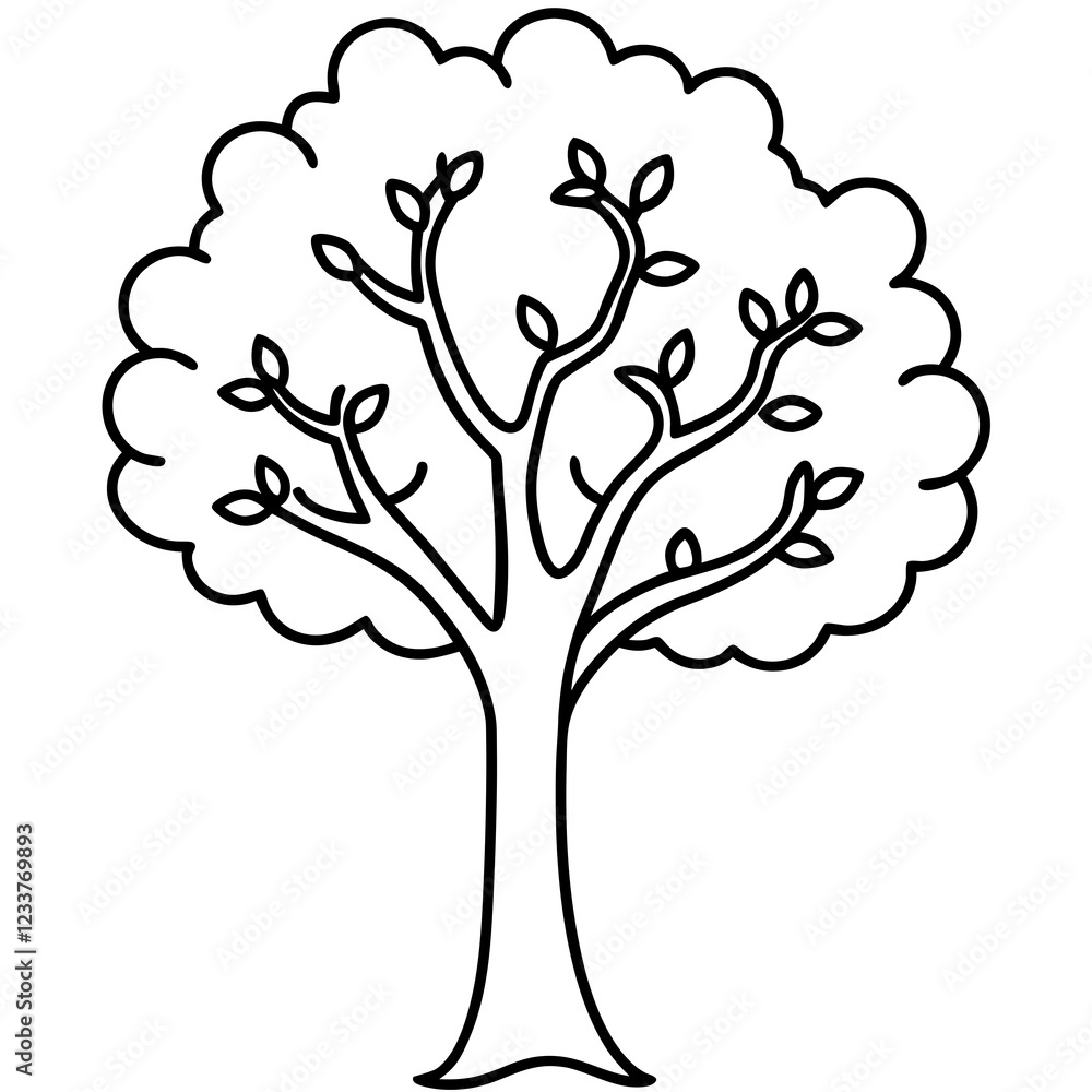 Fototapeta premium Enchanted Tree in Dreamy Hues Line Art Vector