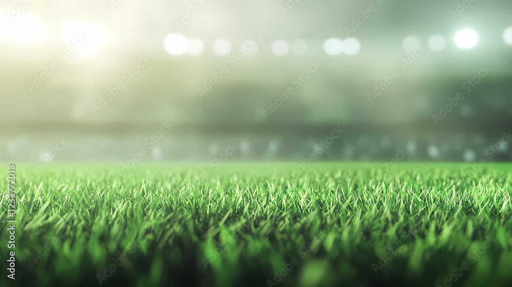 Naklejka premium Dew-kissed green grass in the morning light