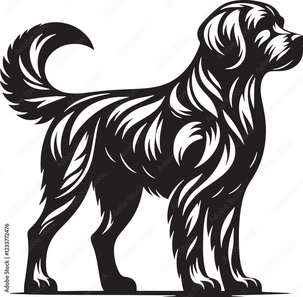 Fototapeta premium Black Dog Silhouette Vector, High Quality Illustration on White Background