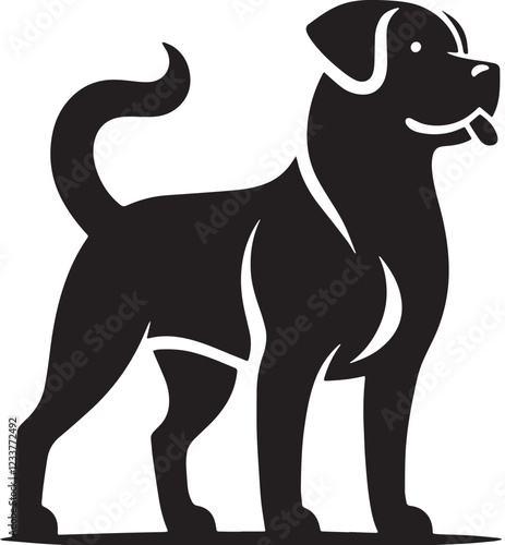 Black Dog Silhouette Vector, High Quality Illustration on White Background