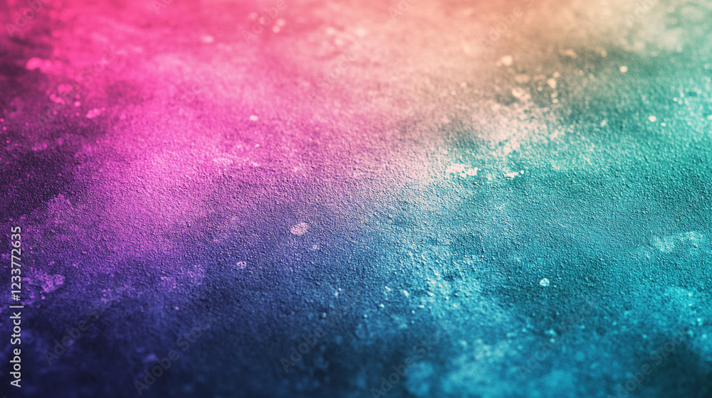 Fototapeta premium Colorful gradient background with dots and smudges. A serene abstract gradient with soft blended hues of pink, purple, and turquoise, evoking a dreamy, light,