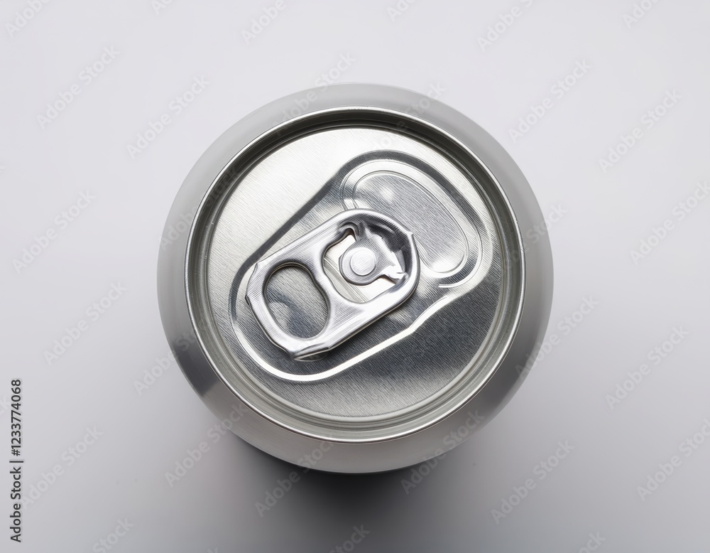 The Beauty of a Metallic Can Against a Glossy White Ceramic Surface