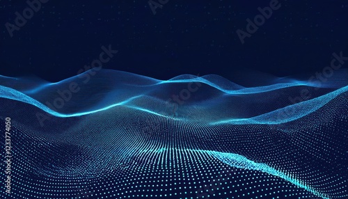 Futuristic 3D Wave of Particles A Vibrant, TechnologyInfused Point Wave Design Set Against a Striking Vector Background, Perfect for Digital Art, Home Decor, or Innovative Design Inspiration. photo