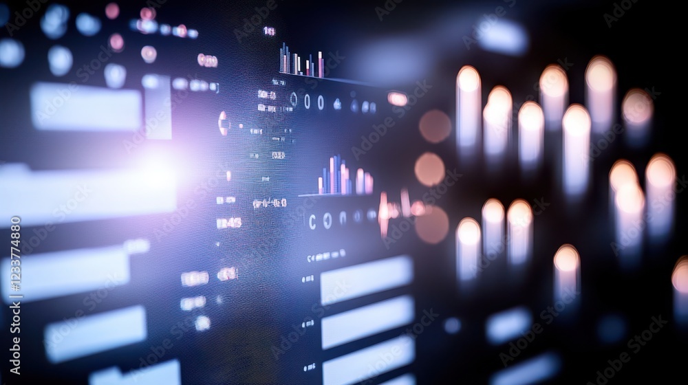 Fototapeta premium Data Analytics Graphs and Charts on Digital Screen
