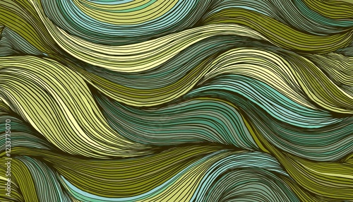 Striking Seamless Wave Design, HandDrawn Waves Creating a Vibrant Ocean Mood for Home Decor and Digital Art Backdrop photo