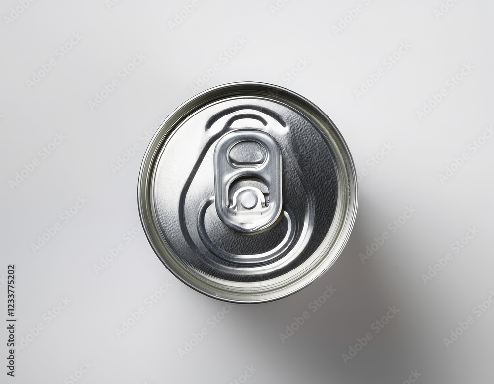 Sleek Metallic Can Resting on a Polished White Ceramic Base Sleek Metallic Can Resting on a Polished White Ceramic Base