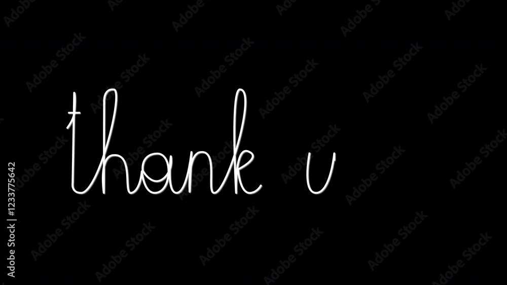 Thank you words handwriting animation. White line on black background. Thank you words handwriting animation. White line on black background.